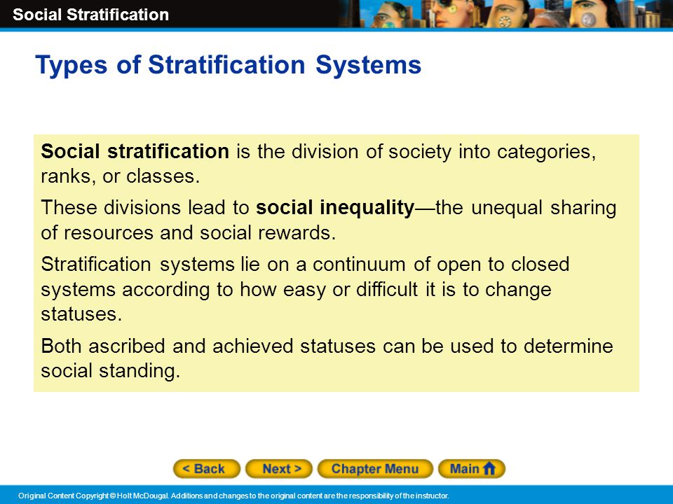 closed stratification system definition