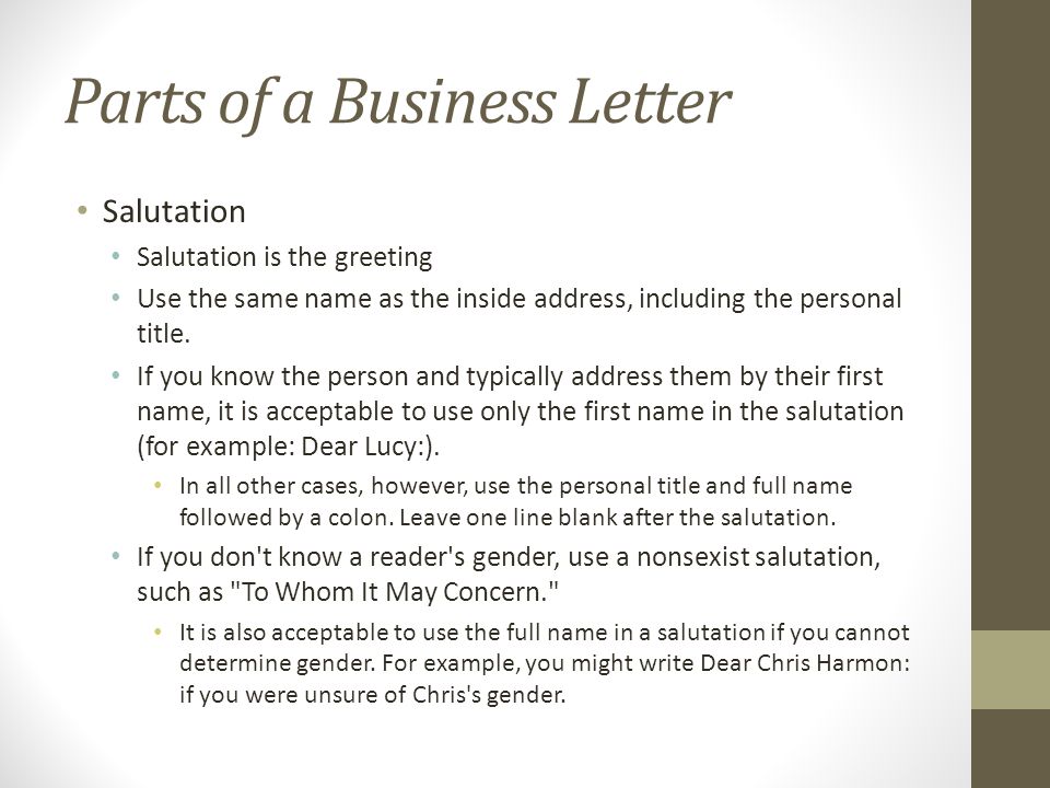 Parts of a Business Letter