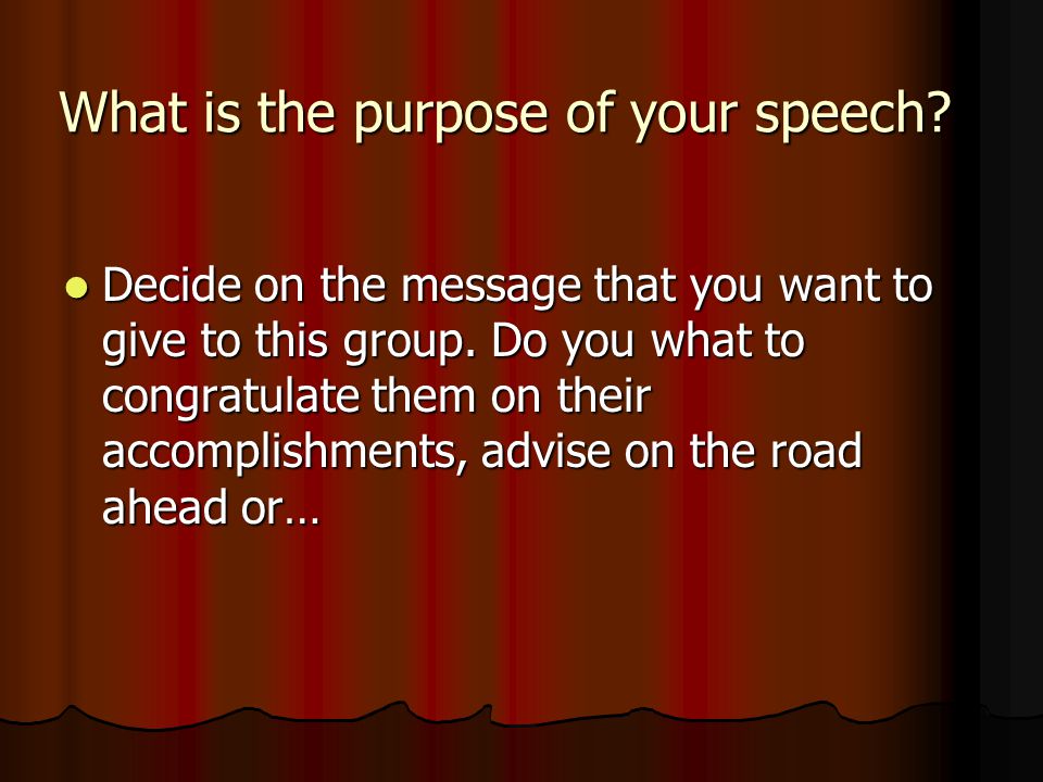 What is the purpose of your speech