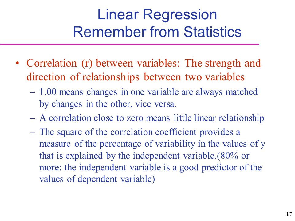 Linear Regression Remember from Statistics