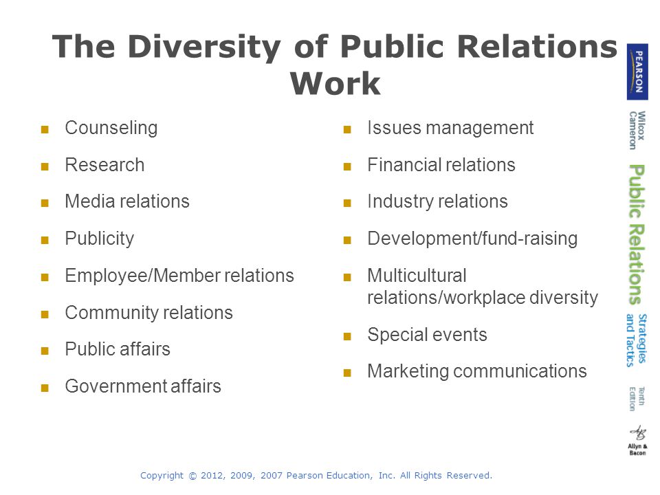 The Diversity of Public Relations Work