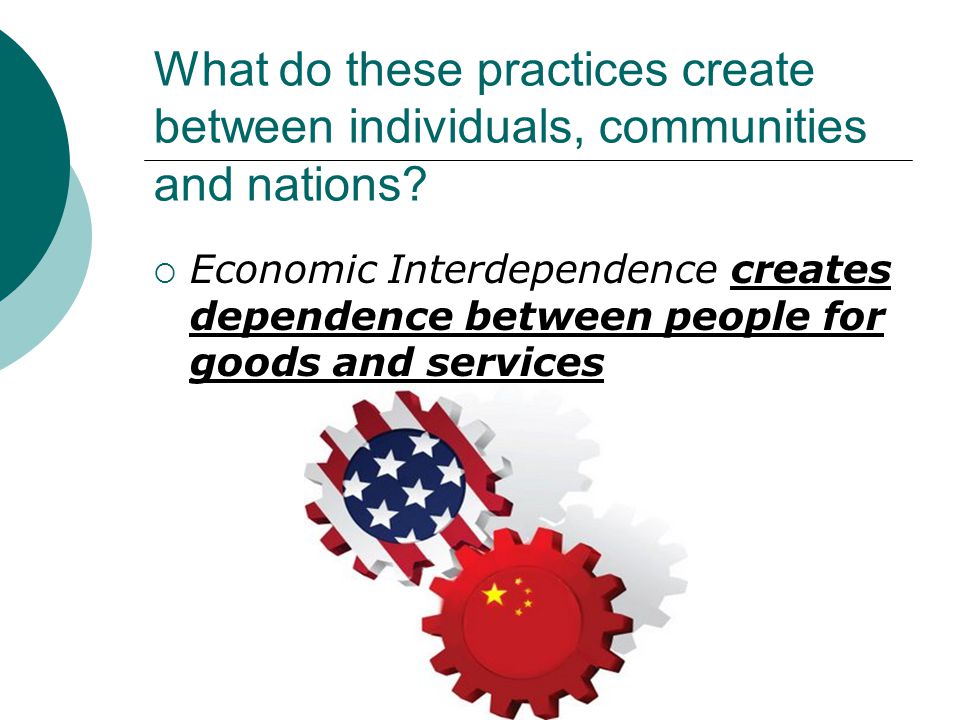 What do these practices create between individuals, communities and nations