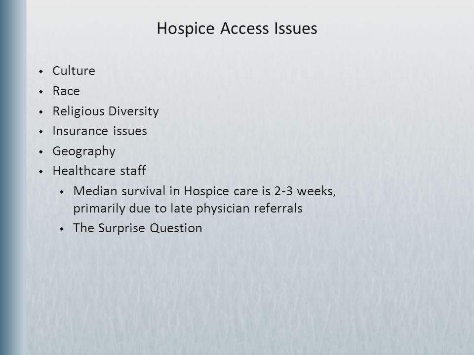 Hospice Access Issues Culture Race Religious Diversity