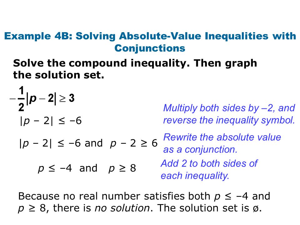 Example 4B: Solving Absolute-Value Inequalities with Conjunctions
