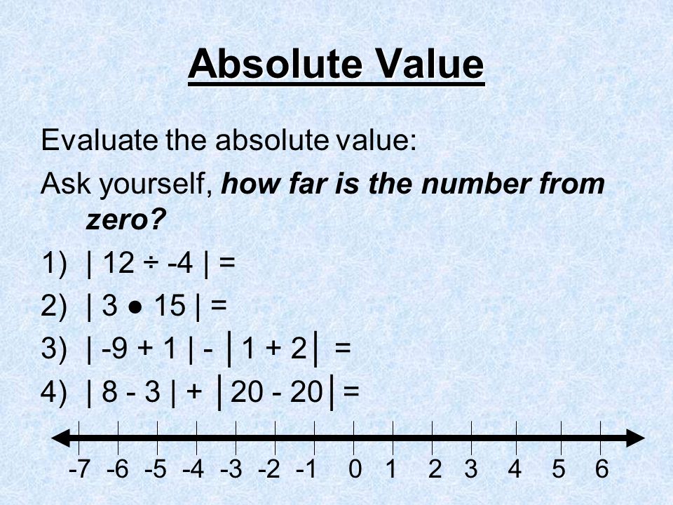 Absolute Value Evaluate the absolute value: