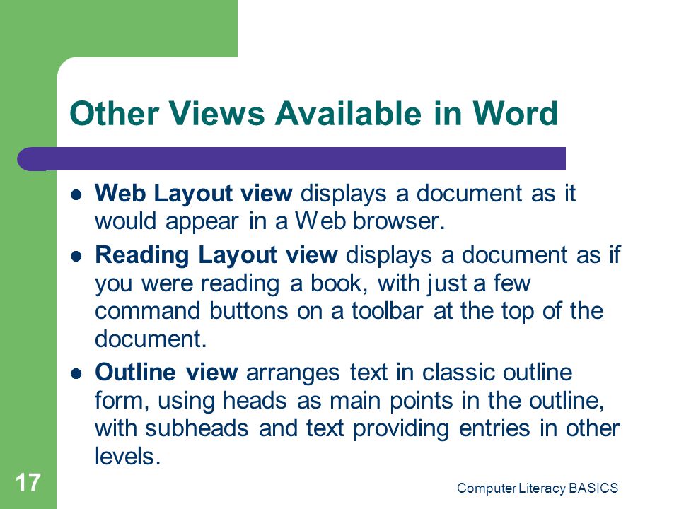 Other Views Available in Word