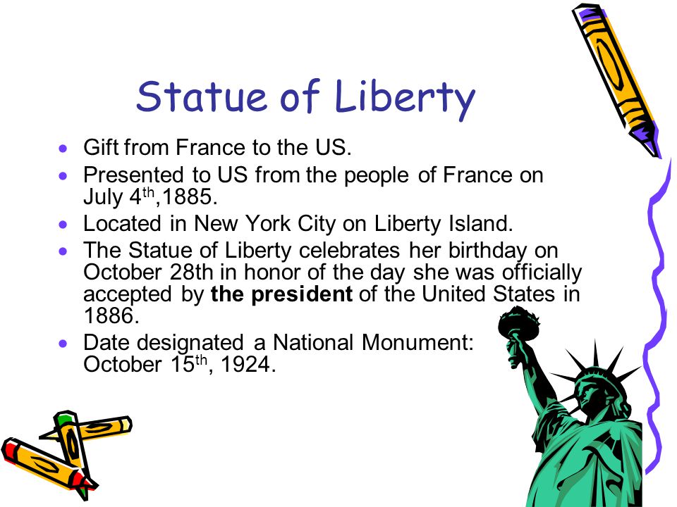 Statue of Liberty Gift from France to the US.