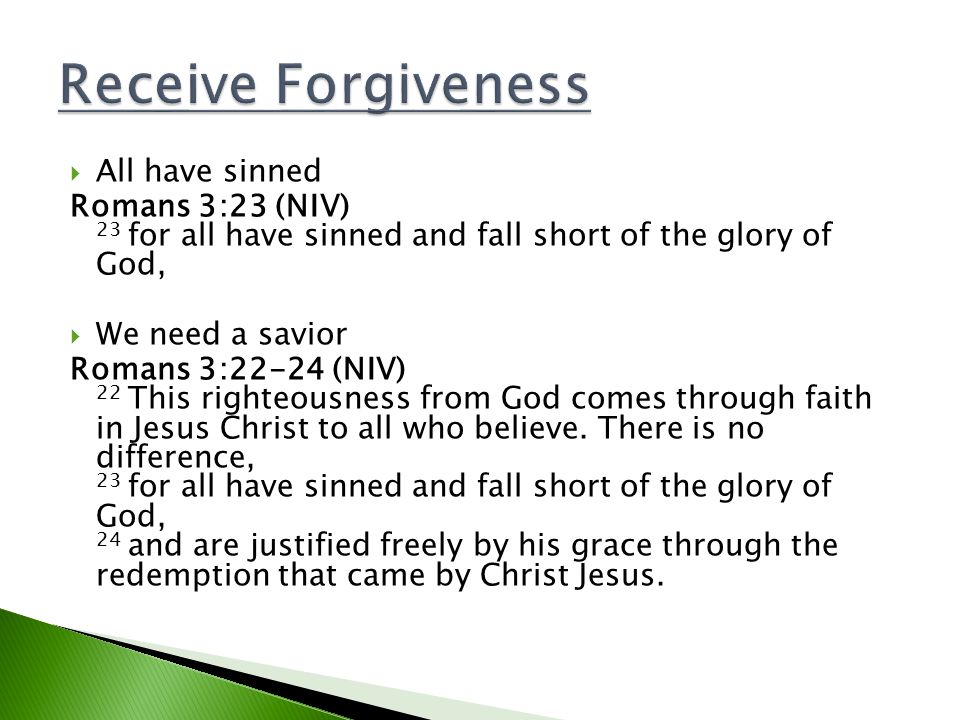 Receive Forgiveness All have sinned