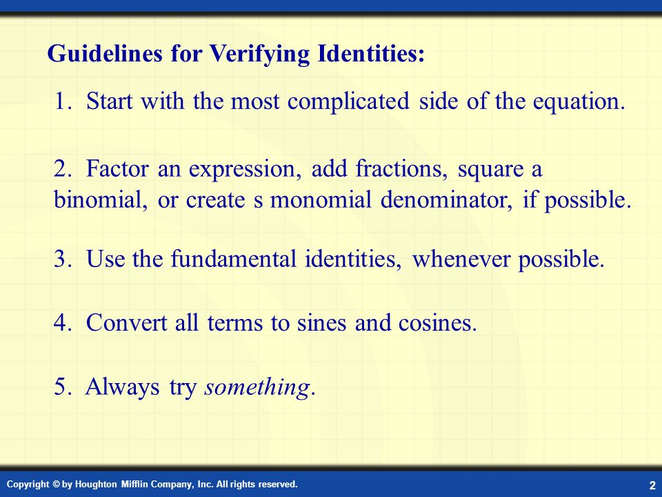 Guidelines for Verifying Identities