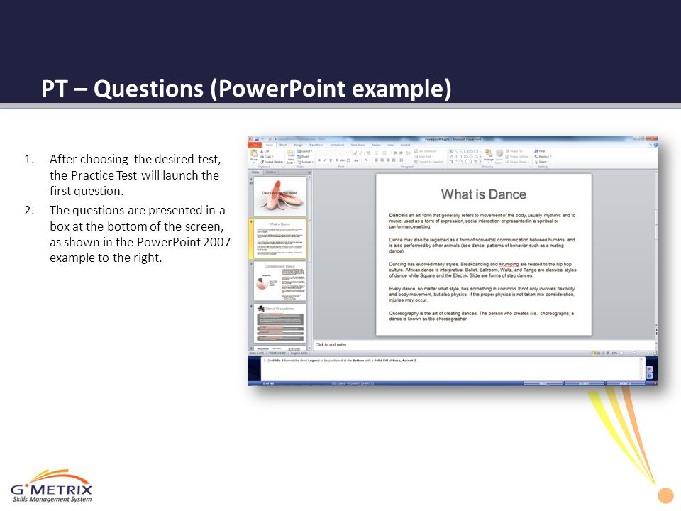 PT – Questions (PowerPoint example)