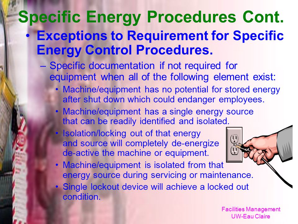 Specific Energy Procedures Cont.