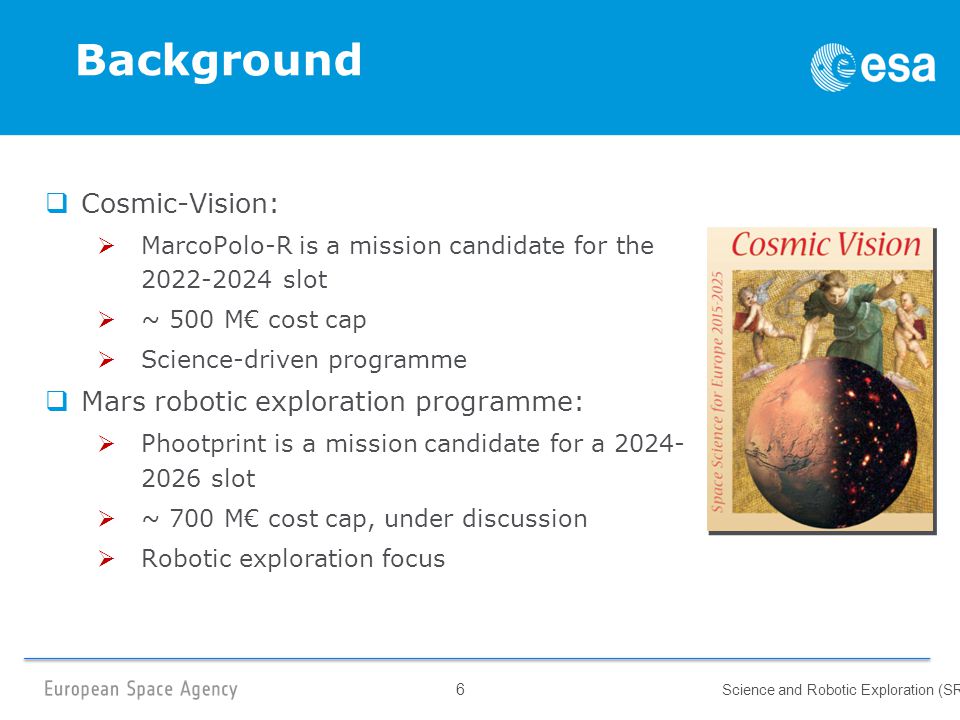 Background Cosmic-Vision: Mars robotic exploration programme: