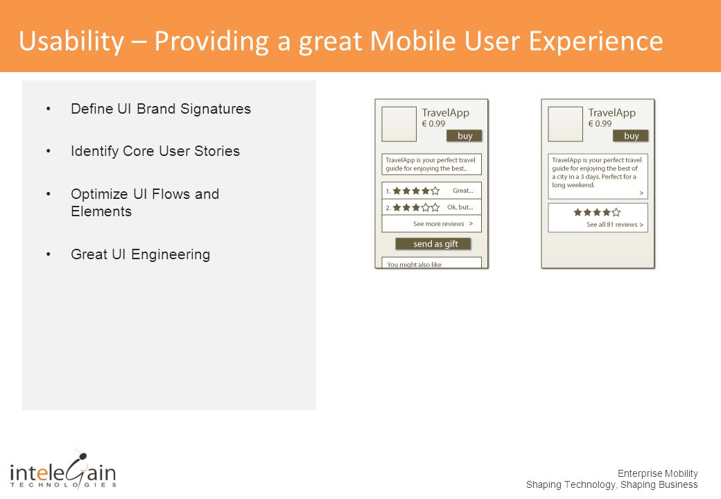 Usability – Providing a great Mobile User Experience