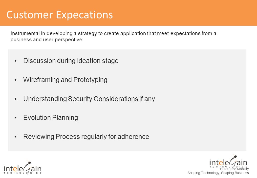 Customer Expecations Discussion during ideation stage