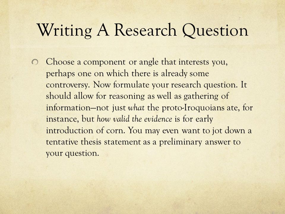 Writing A Research Question