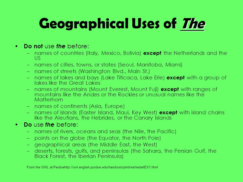Geographical Uses of The
