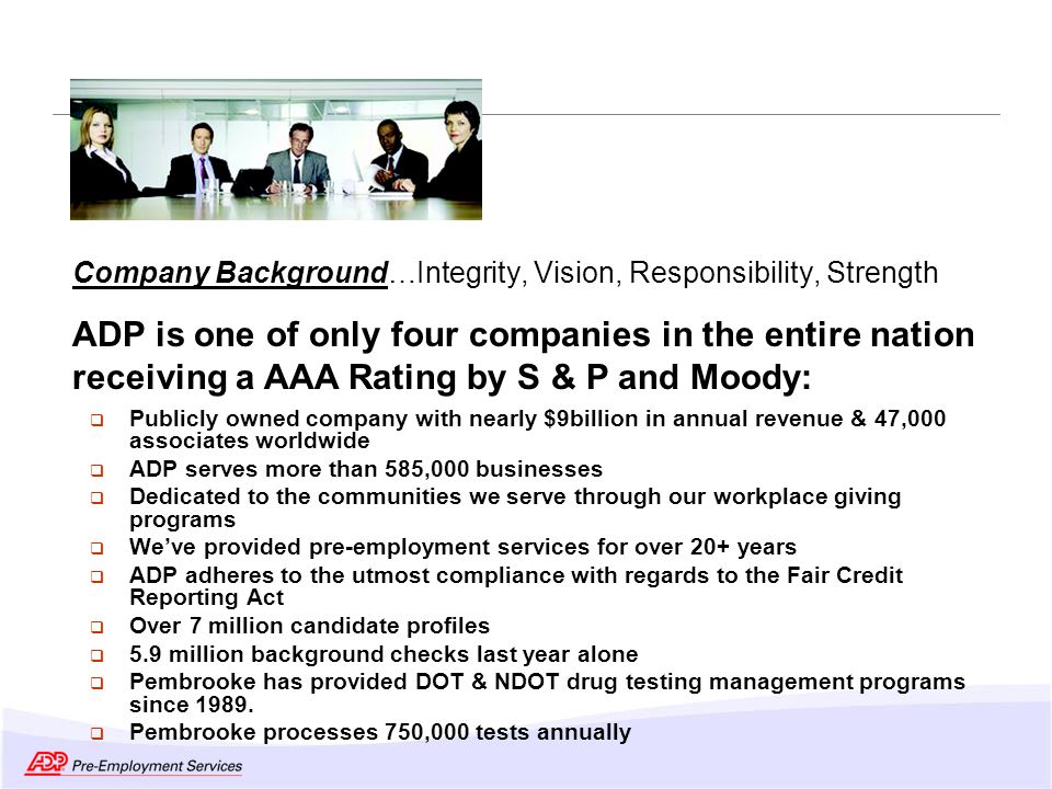 ADP Pre-Employment Services Overview - ppt video online download
