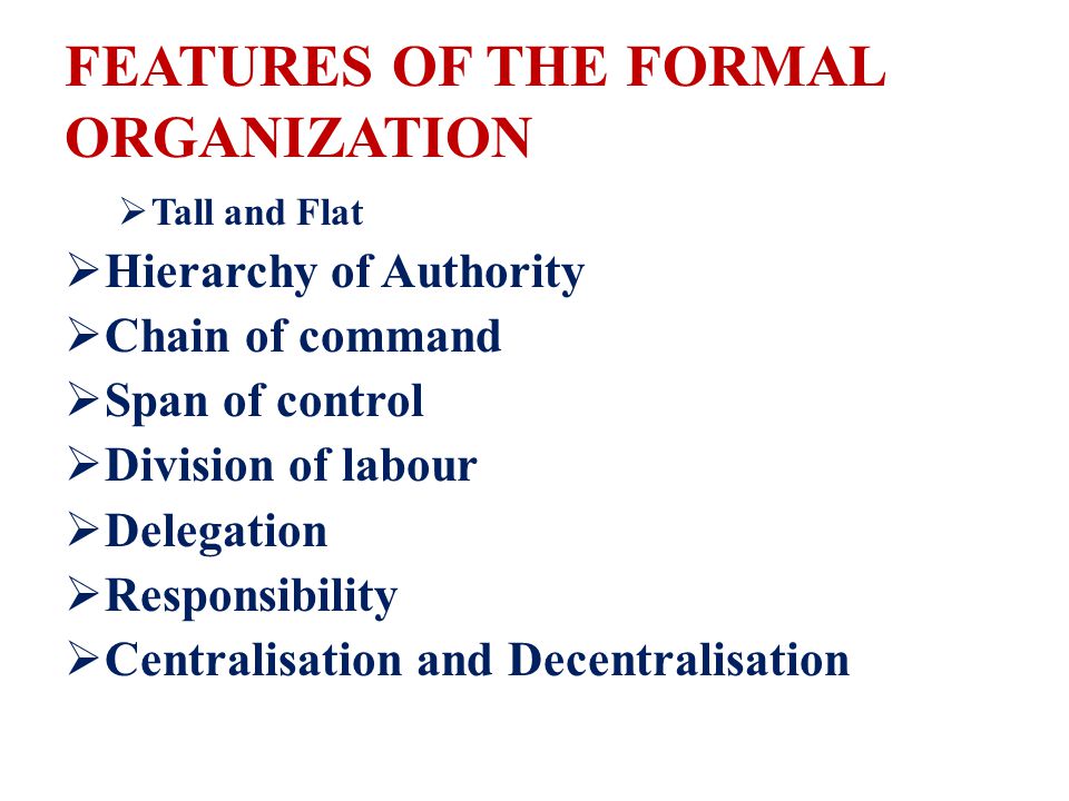 features of formal organization