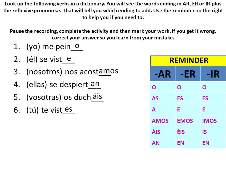 Spanish Verbs Reflexive Verbs Who Is Doing The Verb Ppt Video Online Download