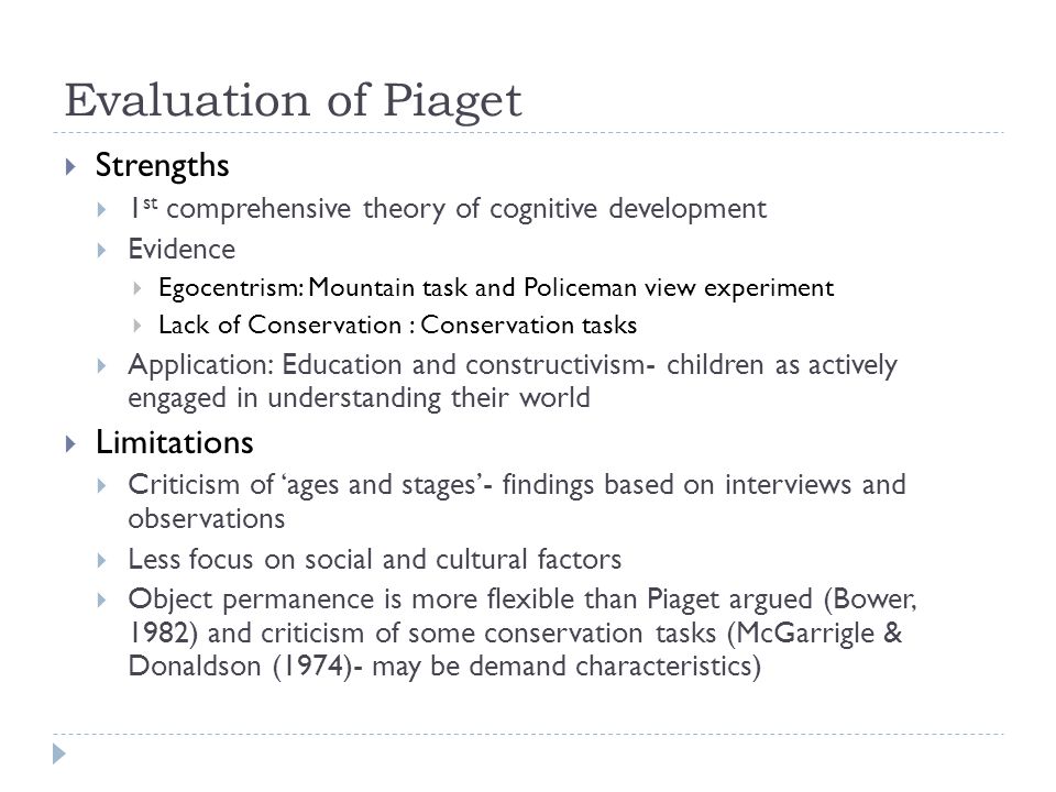 Evaluation of Piaget Strengths Limitations