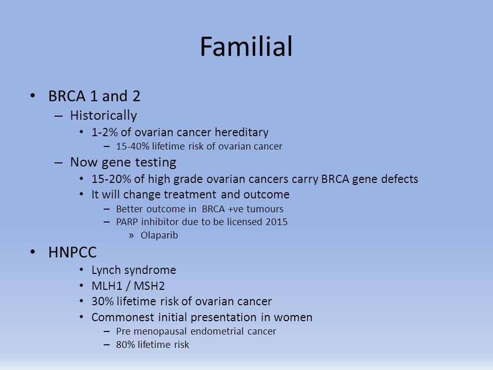 Familial BRCA 1 and 2 HNPCC Historically Now gene testing