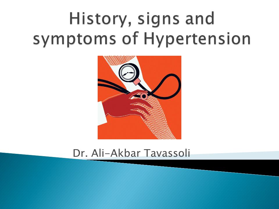 History, signs and symptoms of Hypertension