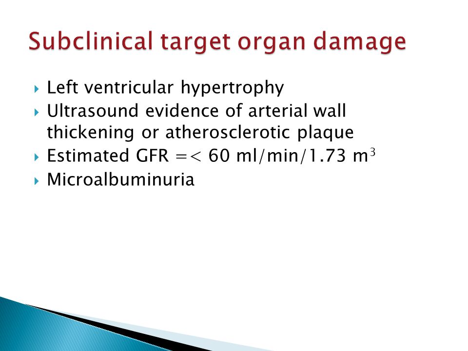 Subclinical target organ damage