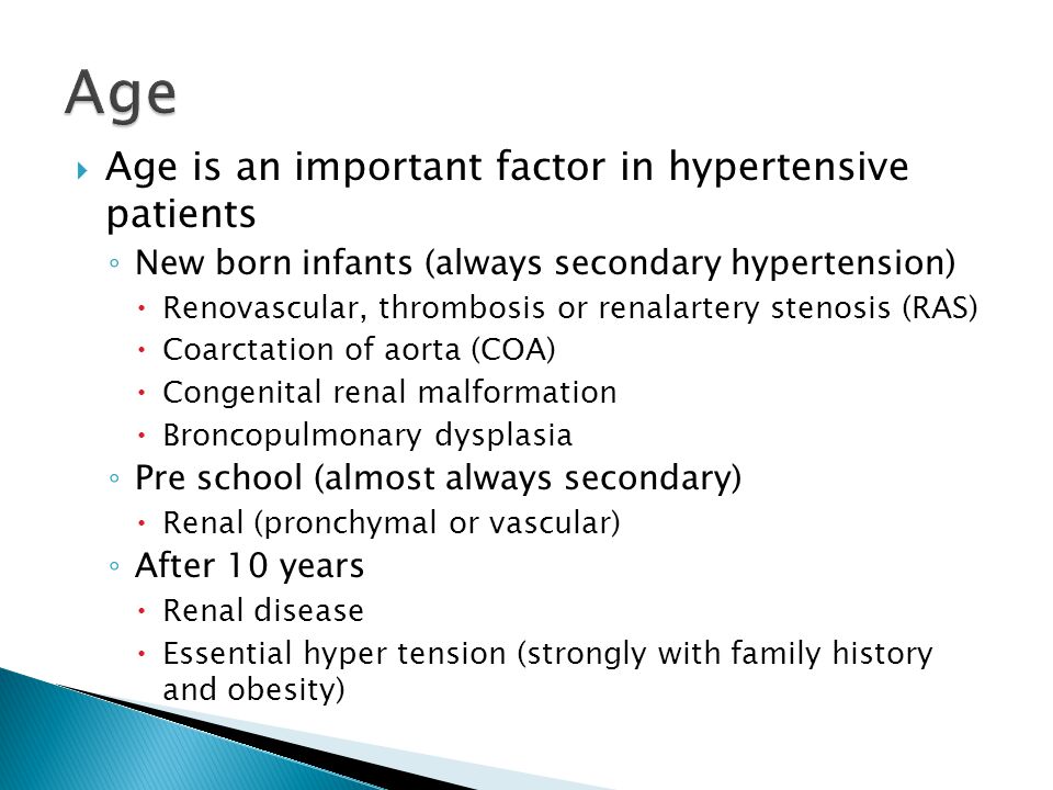 Age Age is an important factor in hypertensive patients