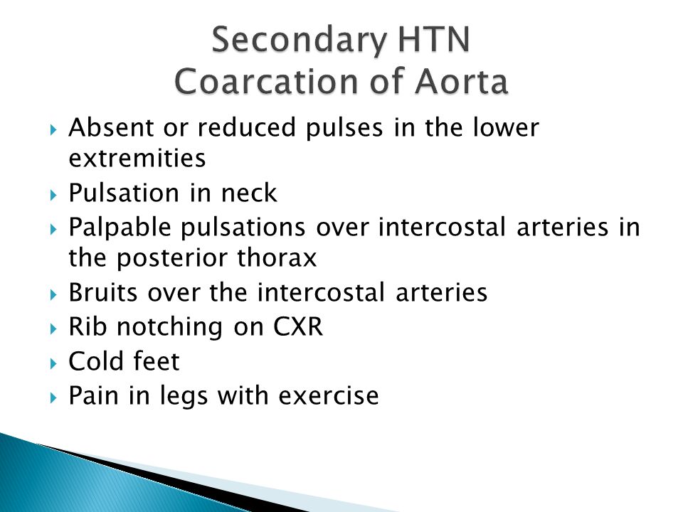 Secondary HTN Coarcation of Aorta