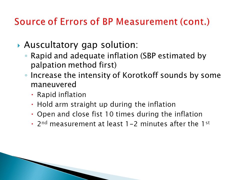 Source of Errors of BP Measurement (cont.)