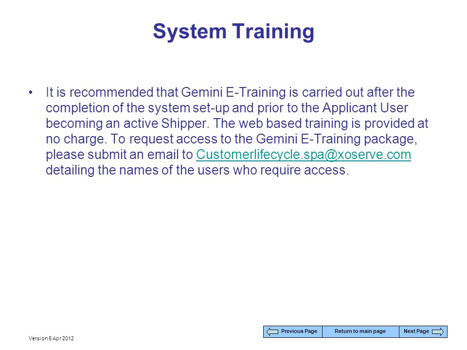 System Training