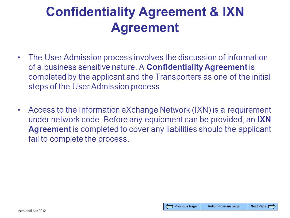 Confidentiality Agreement & IXN Agreement