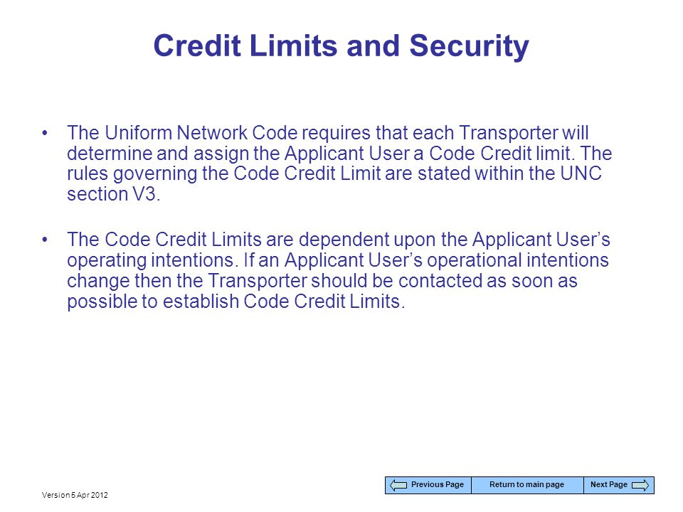 Credit Limits and Security