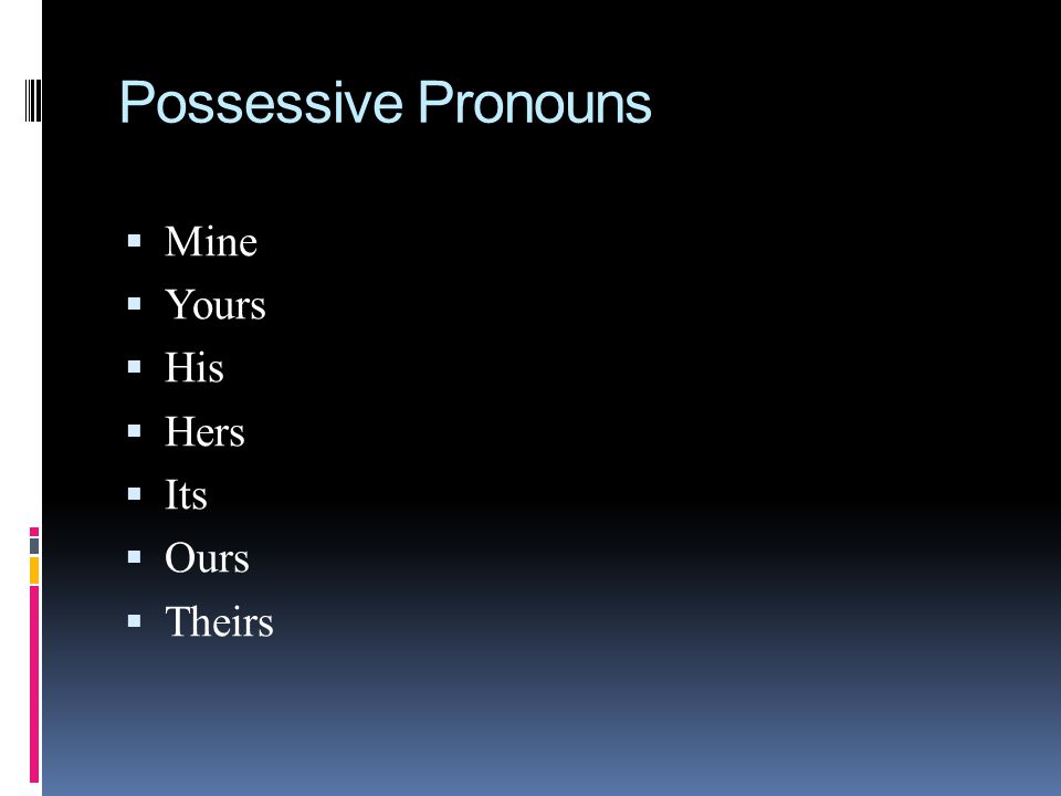 Possessive Pronouns Mine Yours His Hers Its Ours Theirs