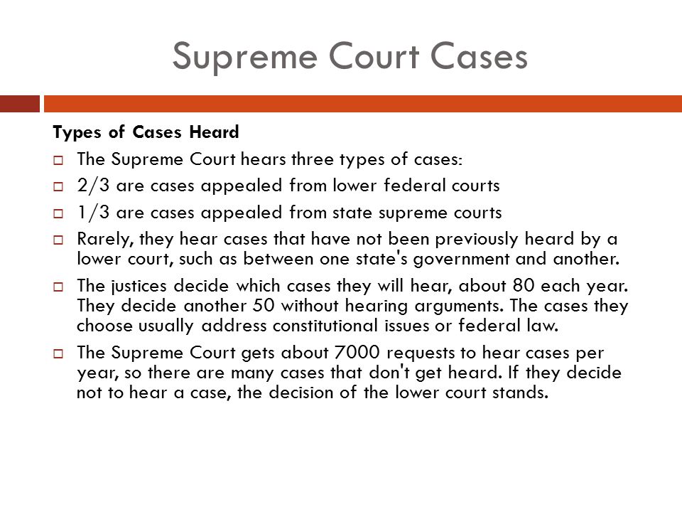 Supreme Court Cases Types of Cases Heard