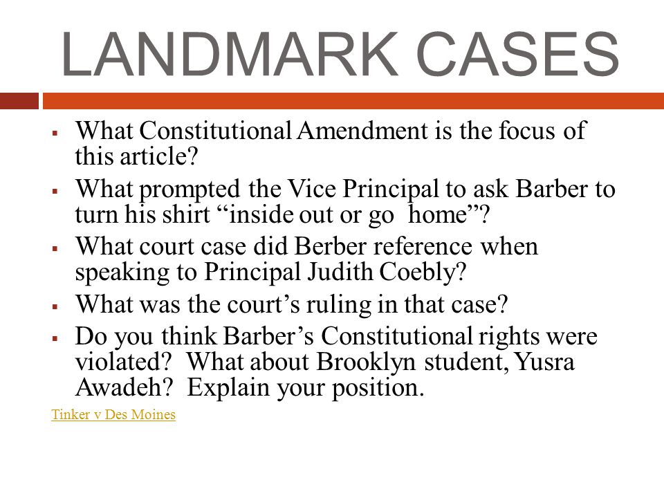 LANDMARK CASES What Constitutional Amendment is the focus of this article