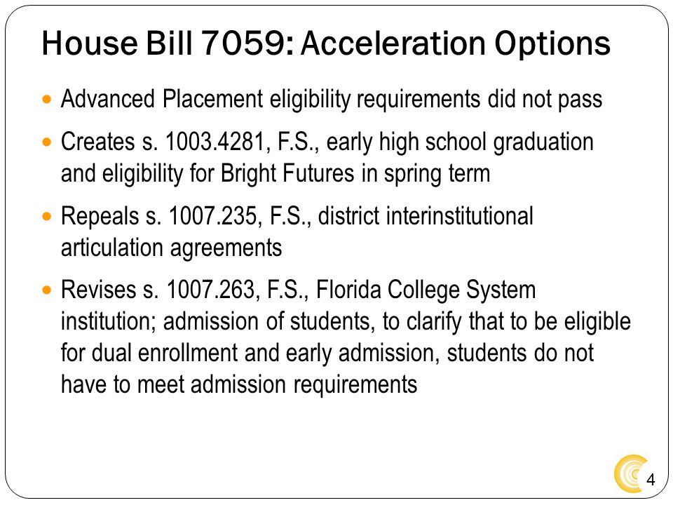House Bill 7059: Acceleration Options