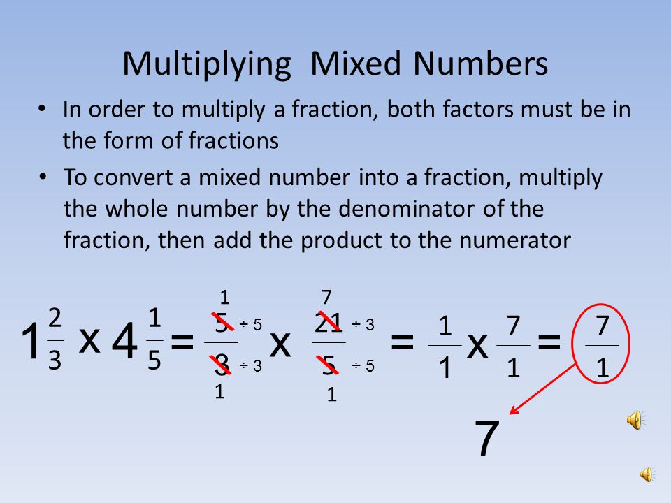 Multiplying Mixed Numbers
