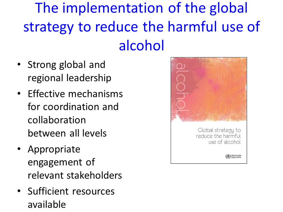 The implementation of the global strategy to reduce the harmful use of alcohol