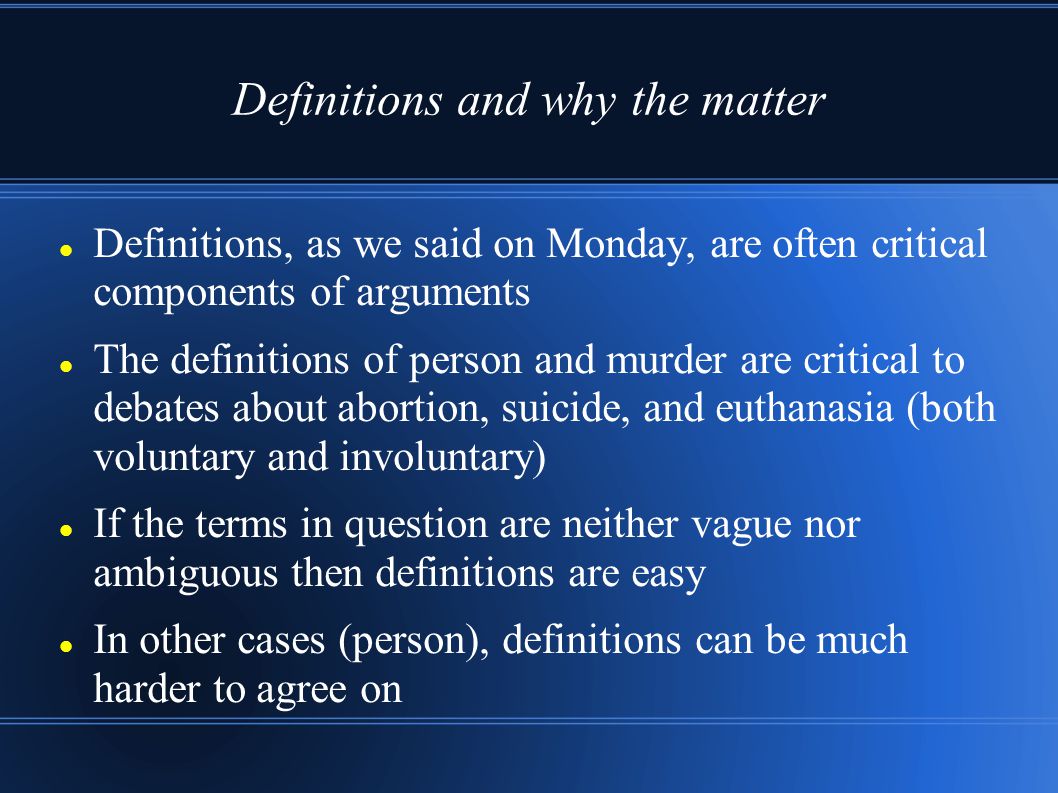Definitions and why the matter