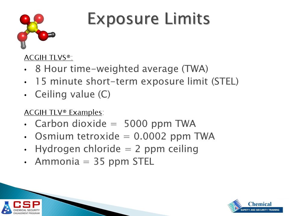 Chemical Toxicity and Exposure Standards - ppt video online download