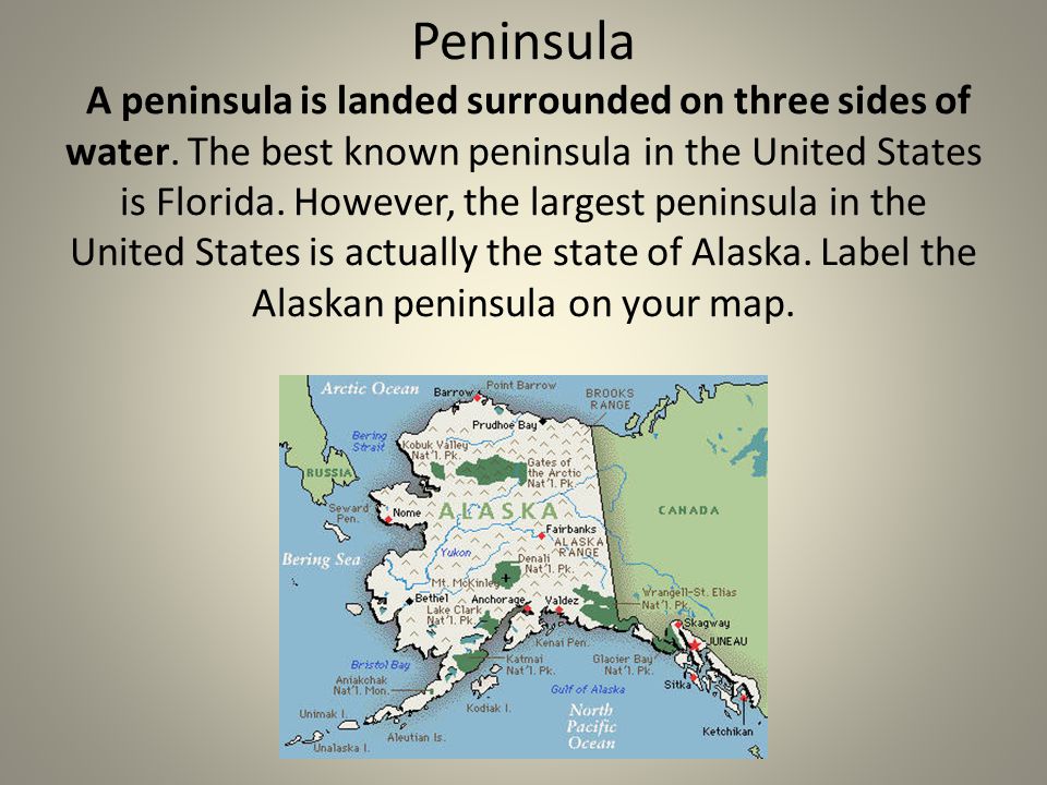 Peninsula A peninsula is landed surrounded on three sides of water