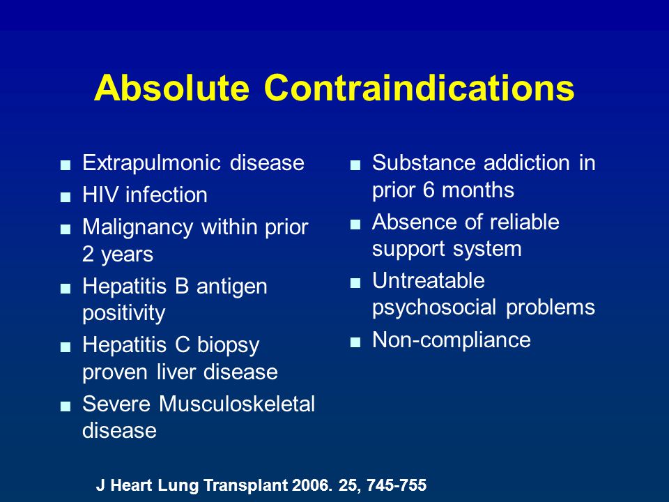 Contraindications of Lung transplantation