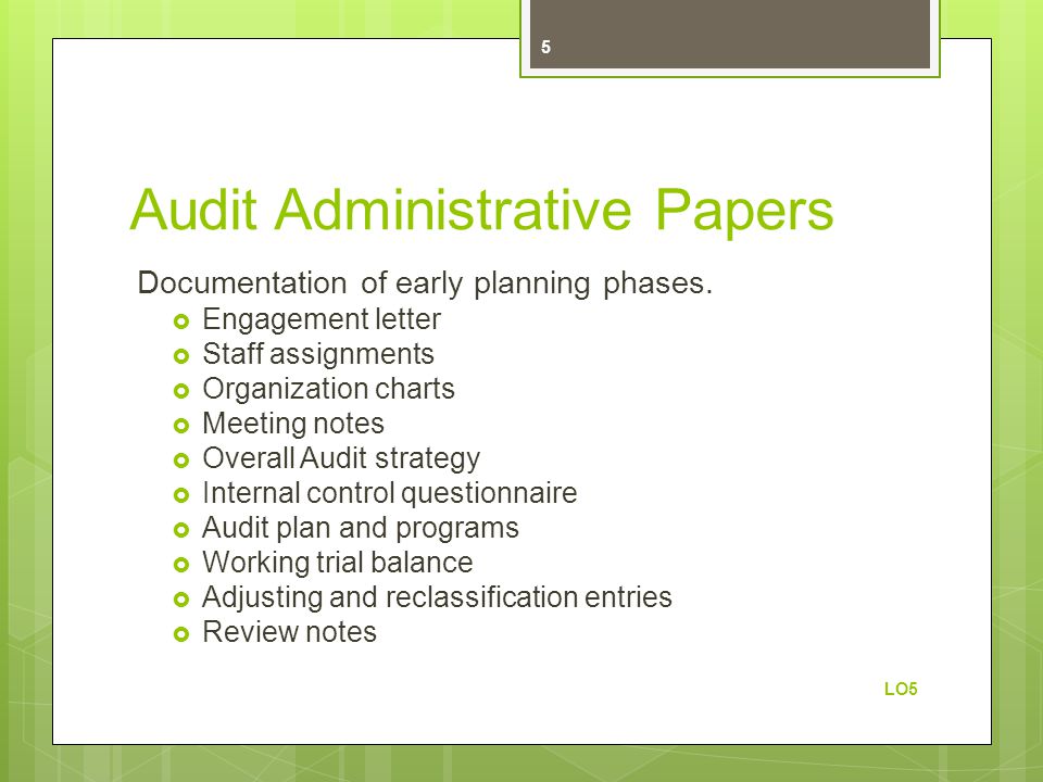 Audit Administrative Papers