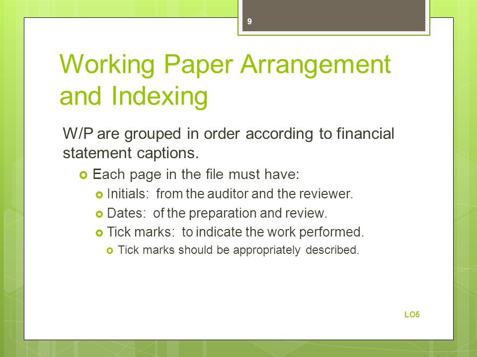 Working Paper Arrangement and Indexing