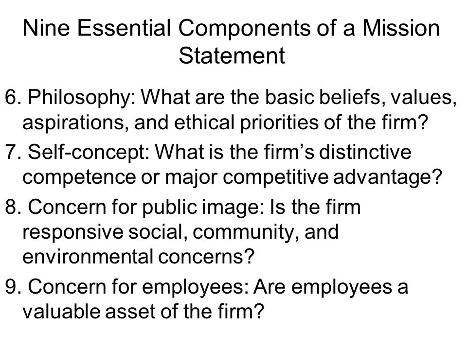 Nine Essential Components of a Mission Statement