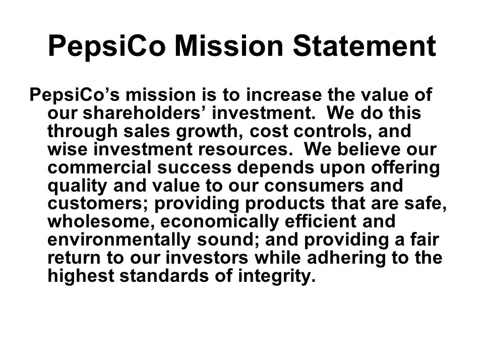 PepsiCo Mission Statement