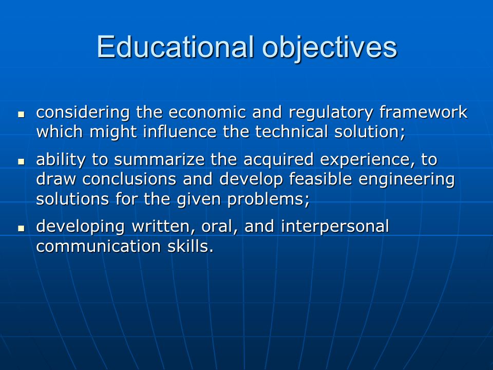 Educational objectives