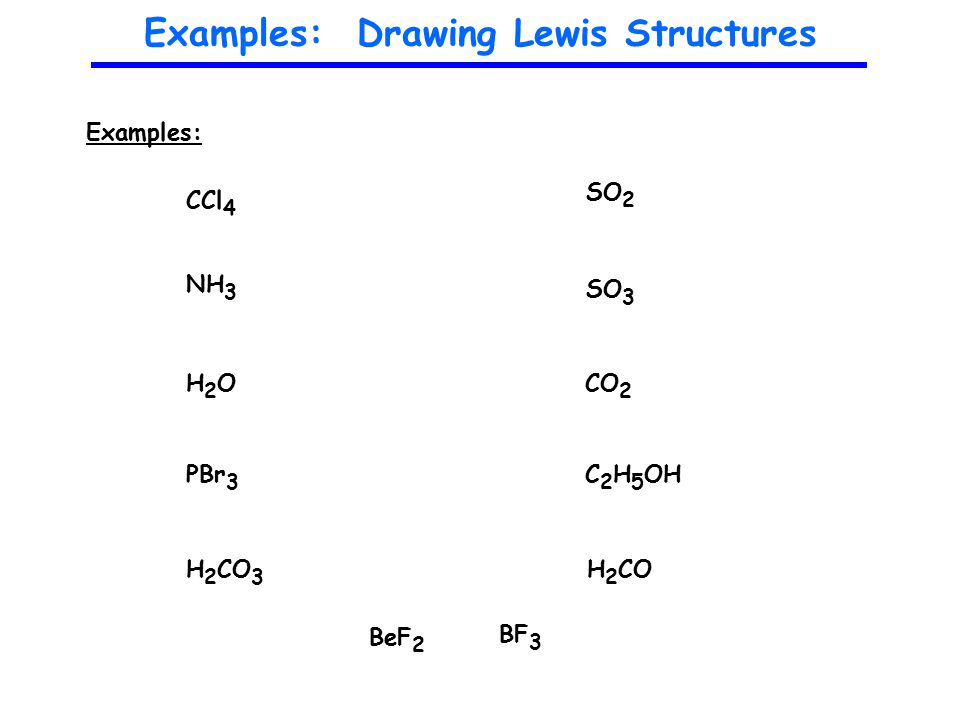 Examples: Drawing Lewis Structures.
