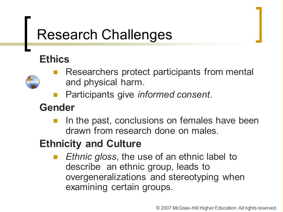 Research Challenges Ethics Gender Ethnicity and Culture